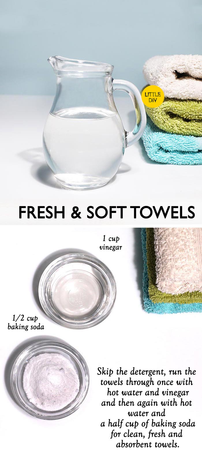 Fresh and soft towels with Vinegar